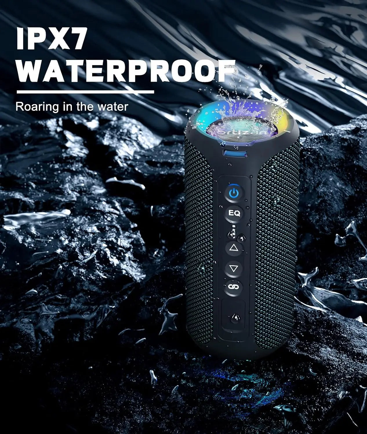 Ortizan Bluetooth Enceintes 40W Bass de basse améliorée portable en extérieur sans fil 30hrs IP7 Tre-shorre de douche imperméable Bluetooth 5.3