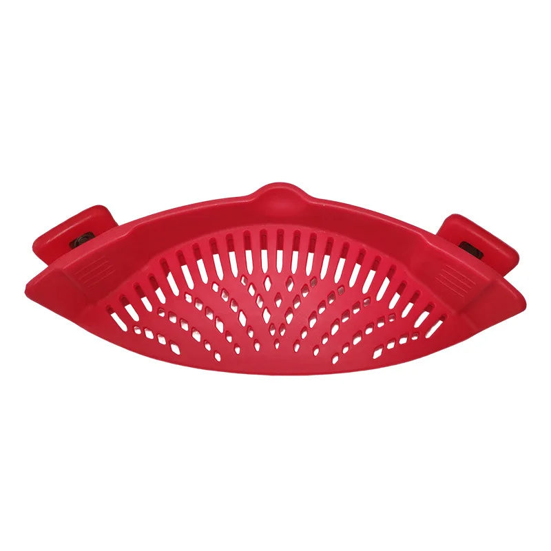 Universal Silicone Pot Edge Drainer Kitchen Clip-on Pan Pot Anti-spill Strainer Fruit Vegetable Washing Filter Noodles Colander