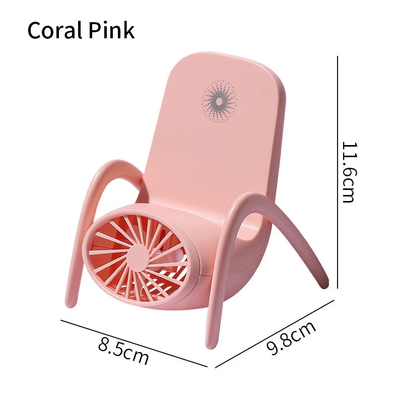 2022 New Mini USB Cartoon Charging Mini Desktop Fan Phone Holder Bracket With Breathing Light