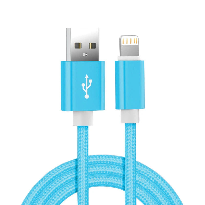 Câble de chargeur USB tressé en nylon en métal pour iPhone 14 8 7 6s Plus xr xs 11 12 13 Pro Max iPad 9 Cordon de données de charge rapide 1M 2M 3M