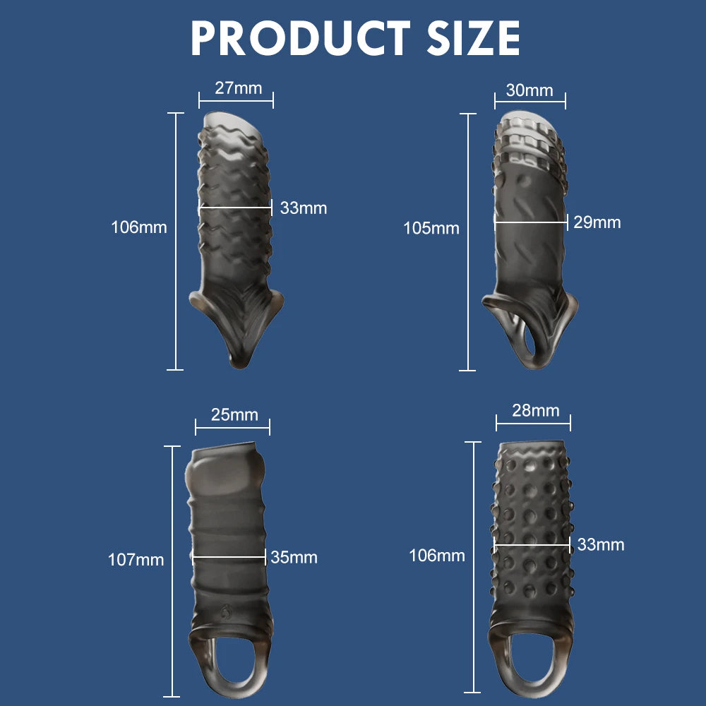 RELARD réutilisable préservatif Pinis Extension de manches étendue Dildo Adult Anal plug Sex Toys for Men Pas de vibrateur pour femmes Produits sexuels