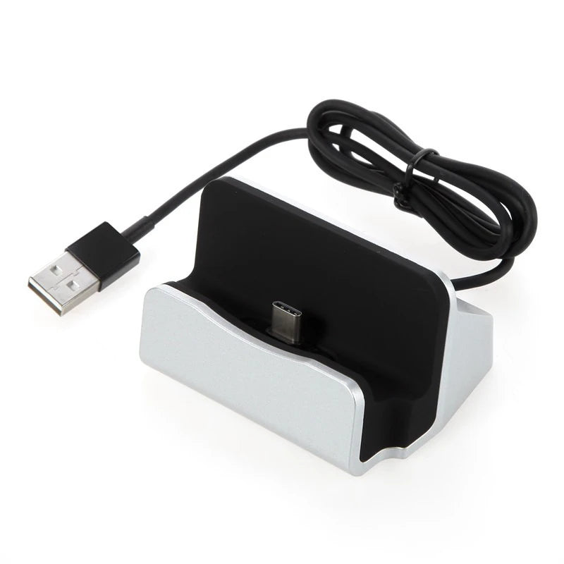 Téléphone Station de chargement Docktop Desktop Téléphone Base de chargement 2-en-1 Mini Stand pour les accessoires de téléphone mobile Micro USB Type-C
