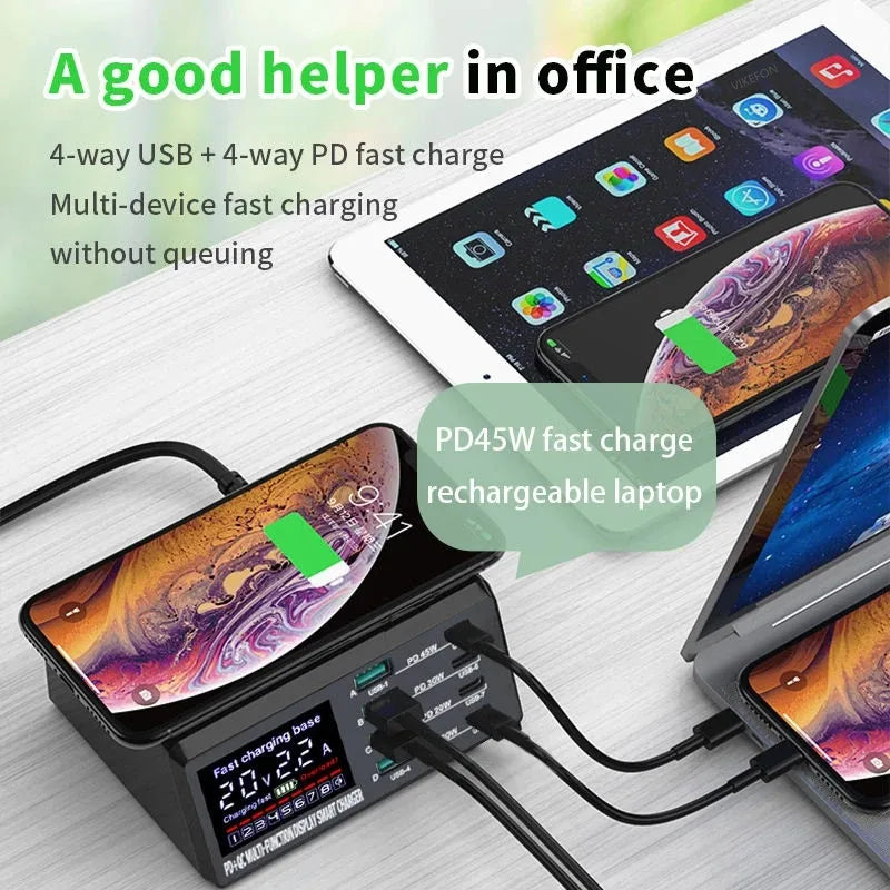 Chargeur sans fil 110W 8 ports USB Téléphone Chargers Station de charge rapide QC3.0 PD3.0 Charge rapide pour iPhone 14 13 Xiaomi Samsung