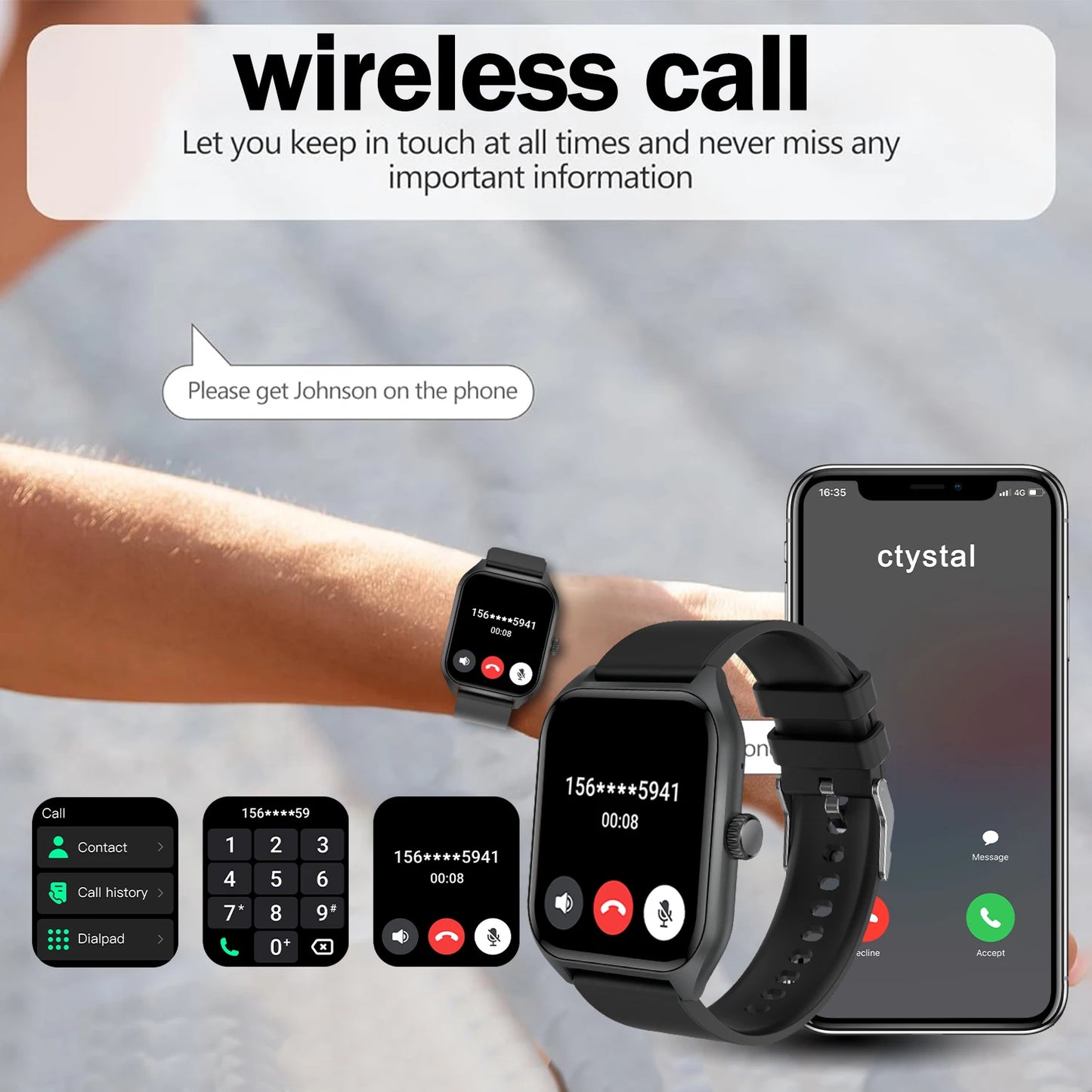 AI-VOCIE ASSISTANT SMART WART pour les hommes, 1,96 '' 'HD Screen Activity Trackers avec 100 + Sports/Sleep/Heart Rate Monitor