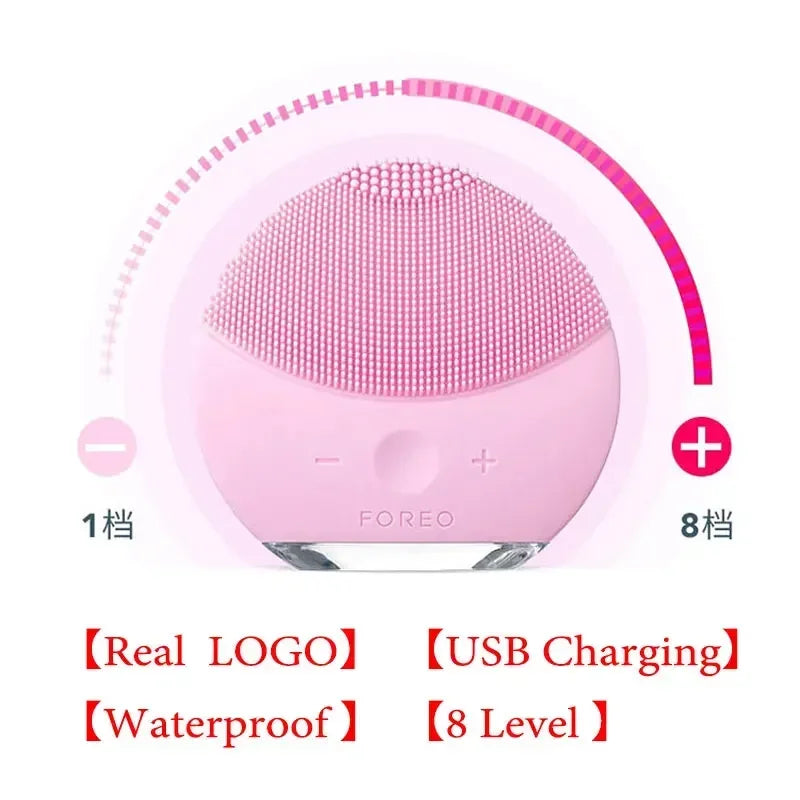 lUNA Mini2 Facial Silicone Facial Nettoying Brush, avant le logo réel, charge USB, étanche, niveau 8