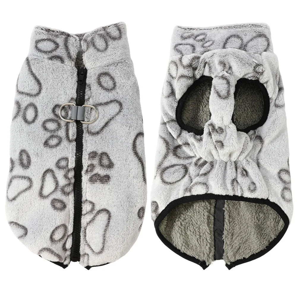 Autumn Winter Puppy Jacket Soft Fleece Clothes For Small Dogs Overalls Cute Paw Print Chihuahua Coat Yorkshire Vest Pet Costume