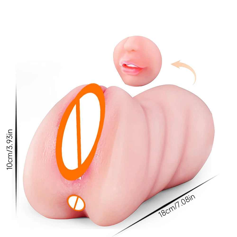 3IN1 Band dents bouche Vagin anal plug masturbator mâle tasse de gorge profonde Silicone Dildo déplace la masturbation plaisir Toys for Men