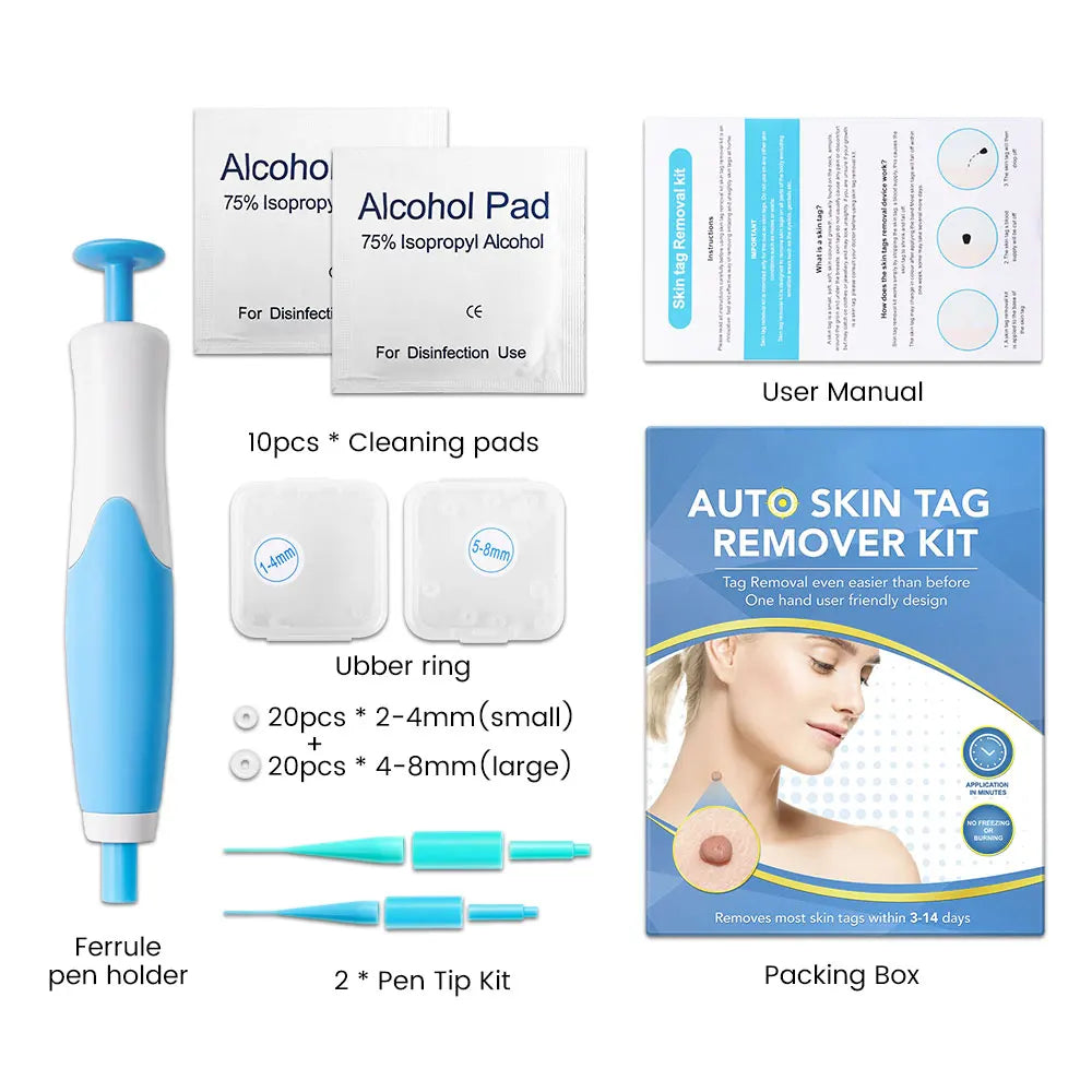 2 en 1 Micro Micro Skin Tag Dispositif Dispositif standard et micro-étiquette de peau Kit d'élimination de la peau