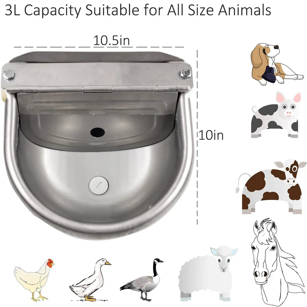 Dispensateur en eau automatique pour l'eau de chien, bol à boire en acier inoxydable pour le bétail de la ferme mouton de chèvre (remplissage automatique)