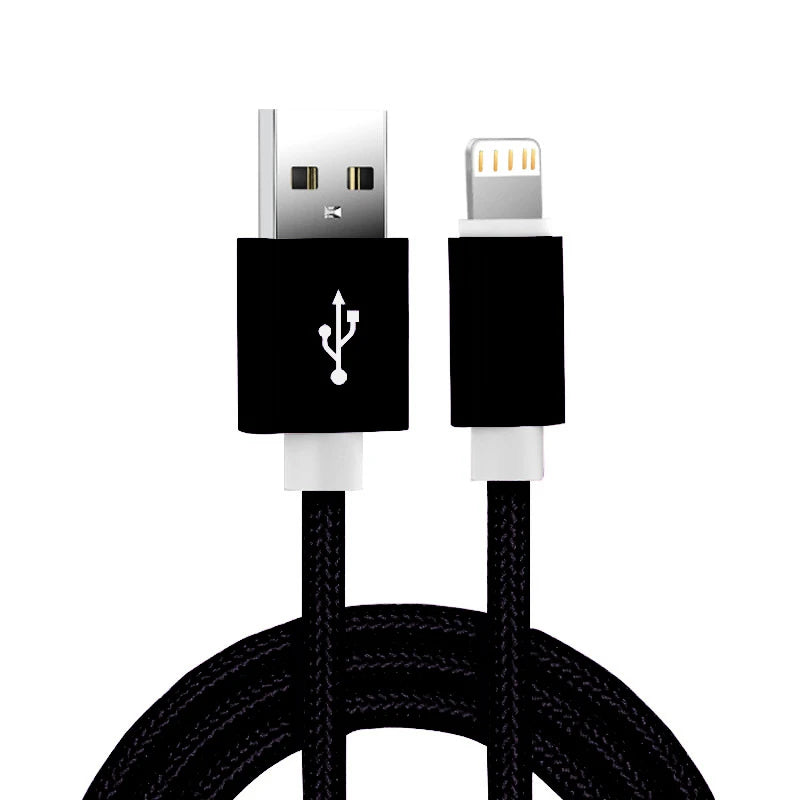 Câble de chargeur USB tressé en nylon en métal pour iPhone 14 8 7 6s Plus xr xs 11 12 13 Pro Max iPad 9 Cordon de données de charge rapide 1M 2M 3M