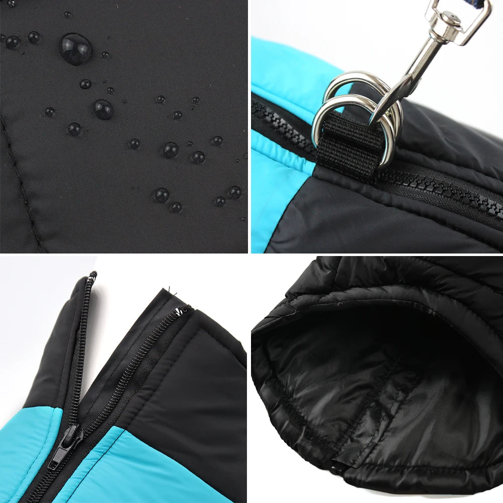 Hiver Warm Big Dog Clothes Coat pour petits chiens moyens chats imperméables Jacket Puppy Gift Zipper D-Ring Labrador Pug Pet Sautpuiseurs