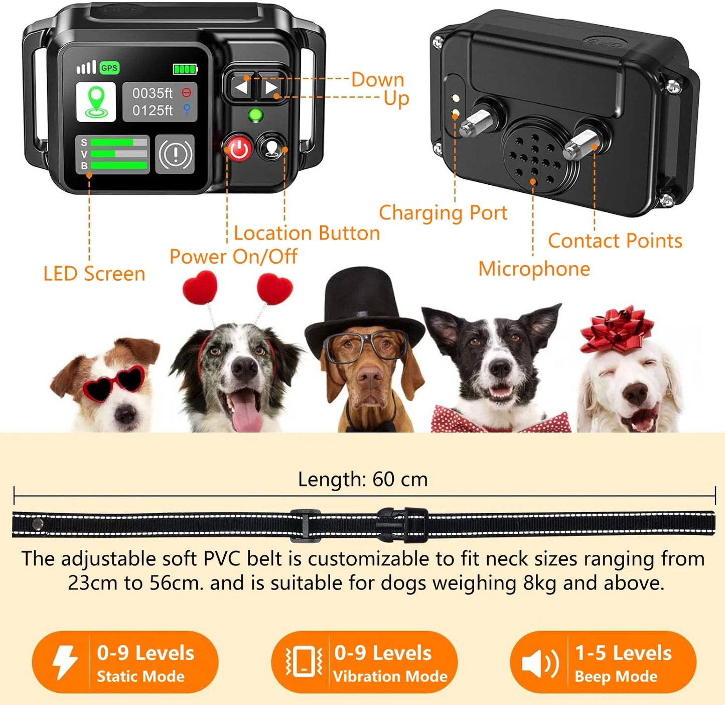 Système de clôture de chien sans fil GPS - Electric Dog Escome avec GPS Electric Satellite Technology, Pet Fencing System Plage 15 ~ 200