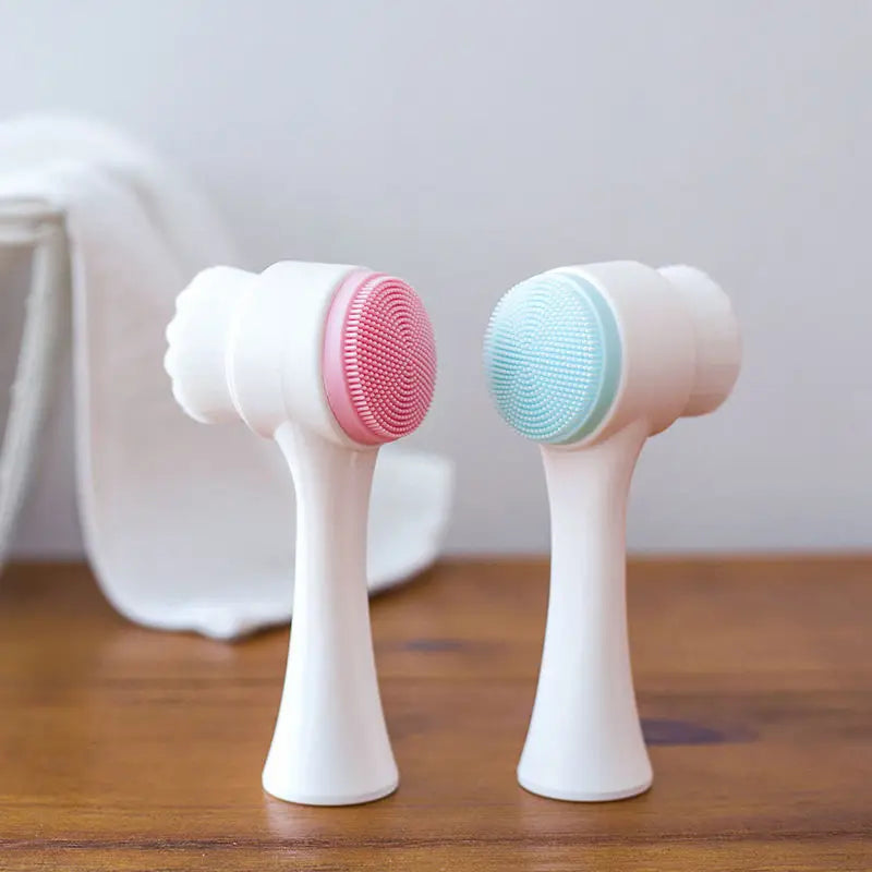 Nettoyage en profondeur 3D Handheld Gentle Silicone Face Nettoyant Brosse Exfoliator à double face