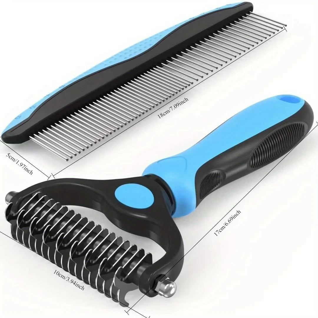 Brosse de toilettage pour animaux de compagnie, pinceau de deshedding professionnel à double face côté pour les chats et les chiens, pinceau pour animaux de compagnie pour enlever les enchevêtrements et les nœuds