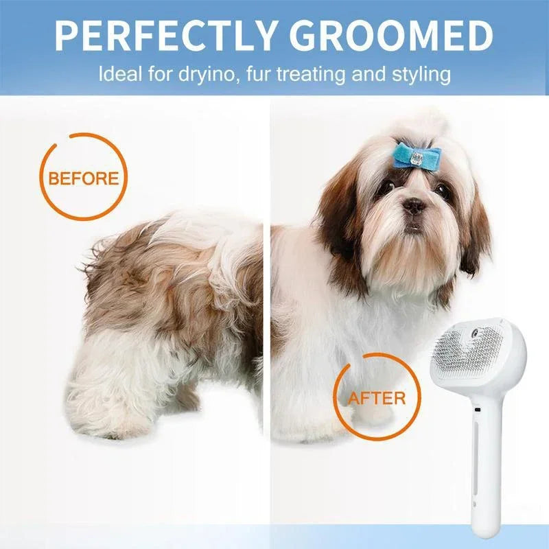 Brosse de massage à la vapeur pour animaux de compagnie, peigne de chien avec épilation à la cheveux et dents douces, pinceau de toilettage sûr pour chiens Accessoires de nettoyage des chats