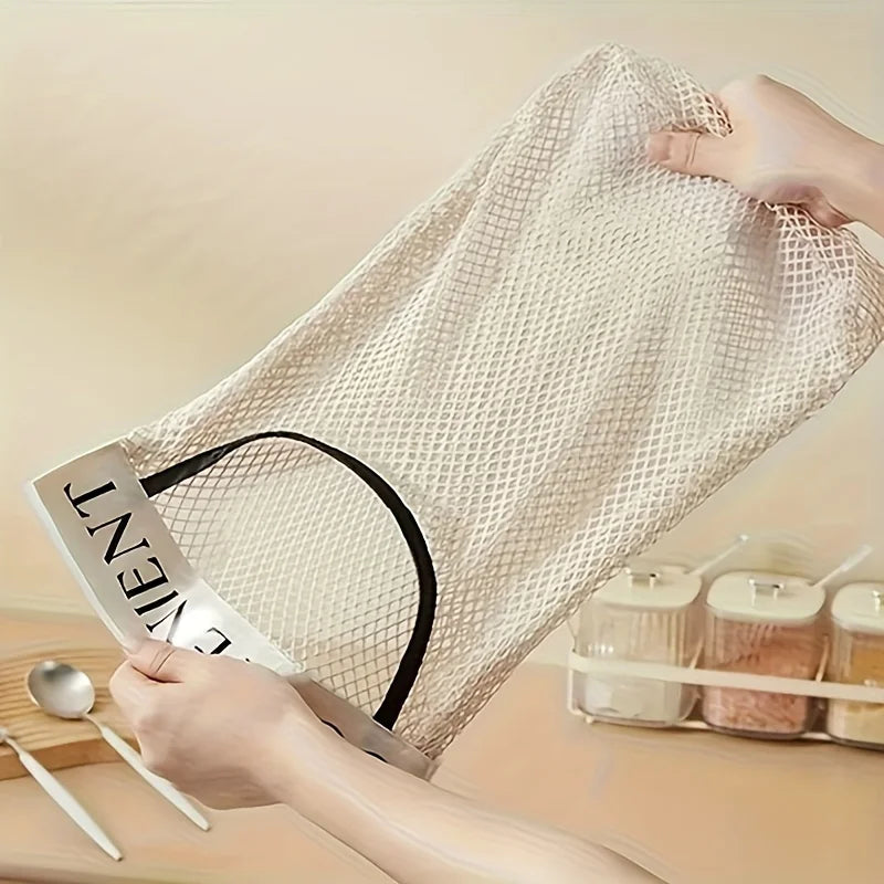 Plastic Bag Holder Elastic Mesh Garbage Bag Organizer Reusable Bag Dispenser Door Hanging Storage for Kitchen Organization