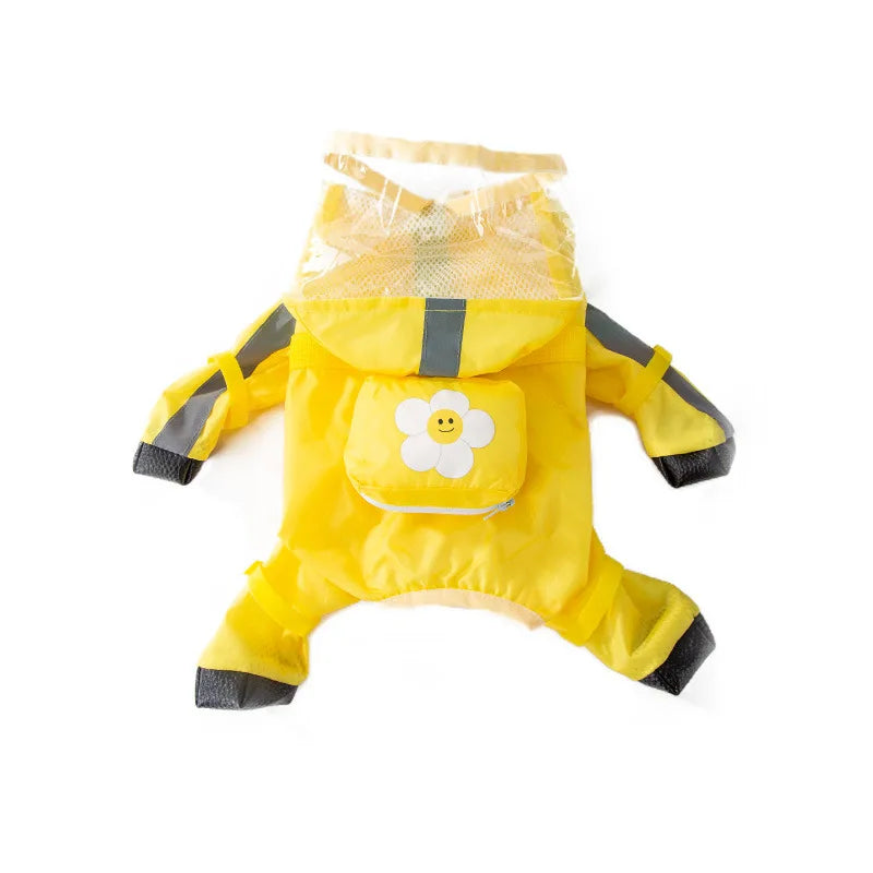 Puppy leashable full-body raincoat waterproof all-inclusive footed small dog rainy day snow day clothes