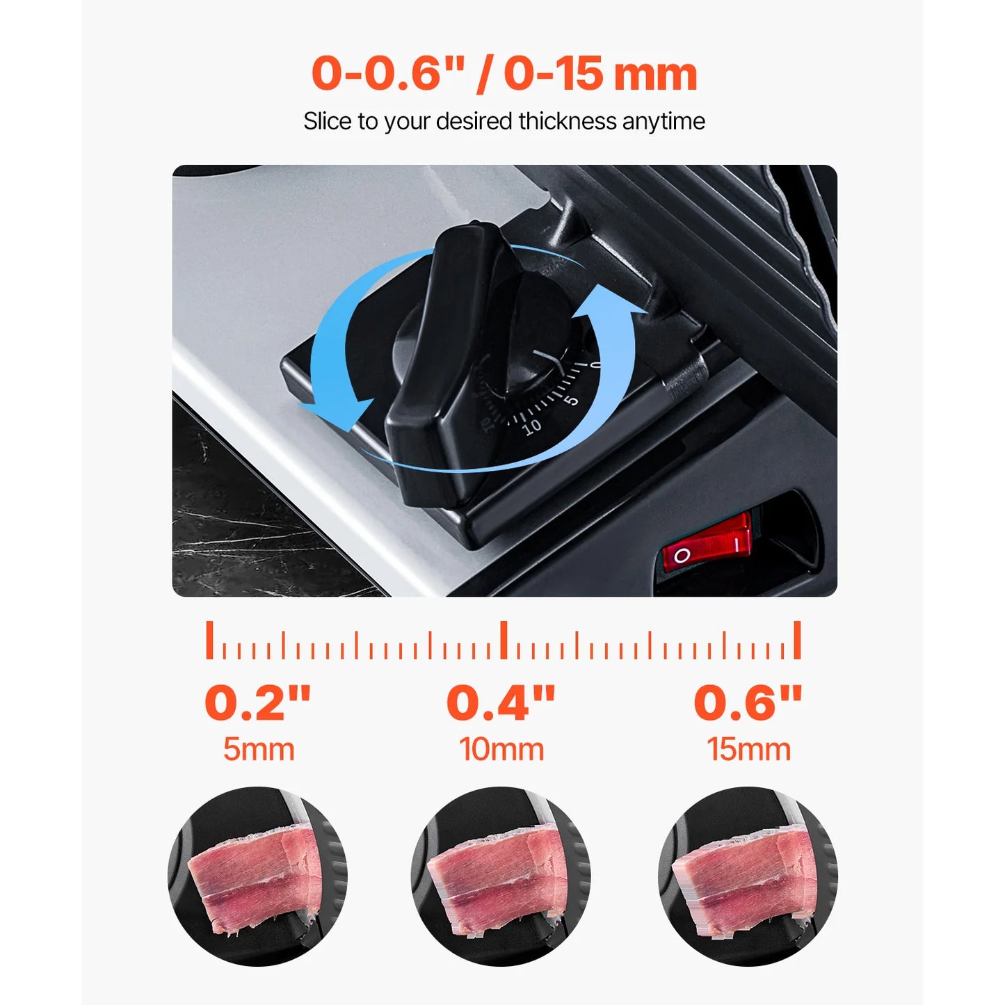Succebuy Meat Slicer 180W et 7,5 pouces électriques de charcuterie de viande de flèche électrique avec deux lames SUS420 premium pour le fromage à viande Utilisation de la maison