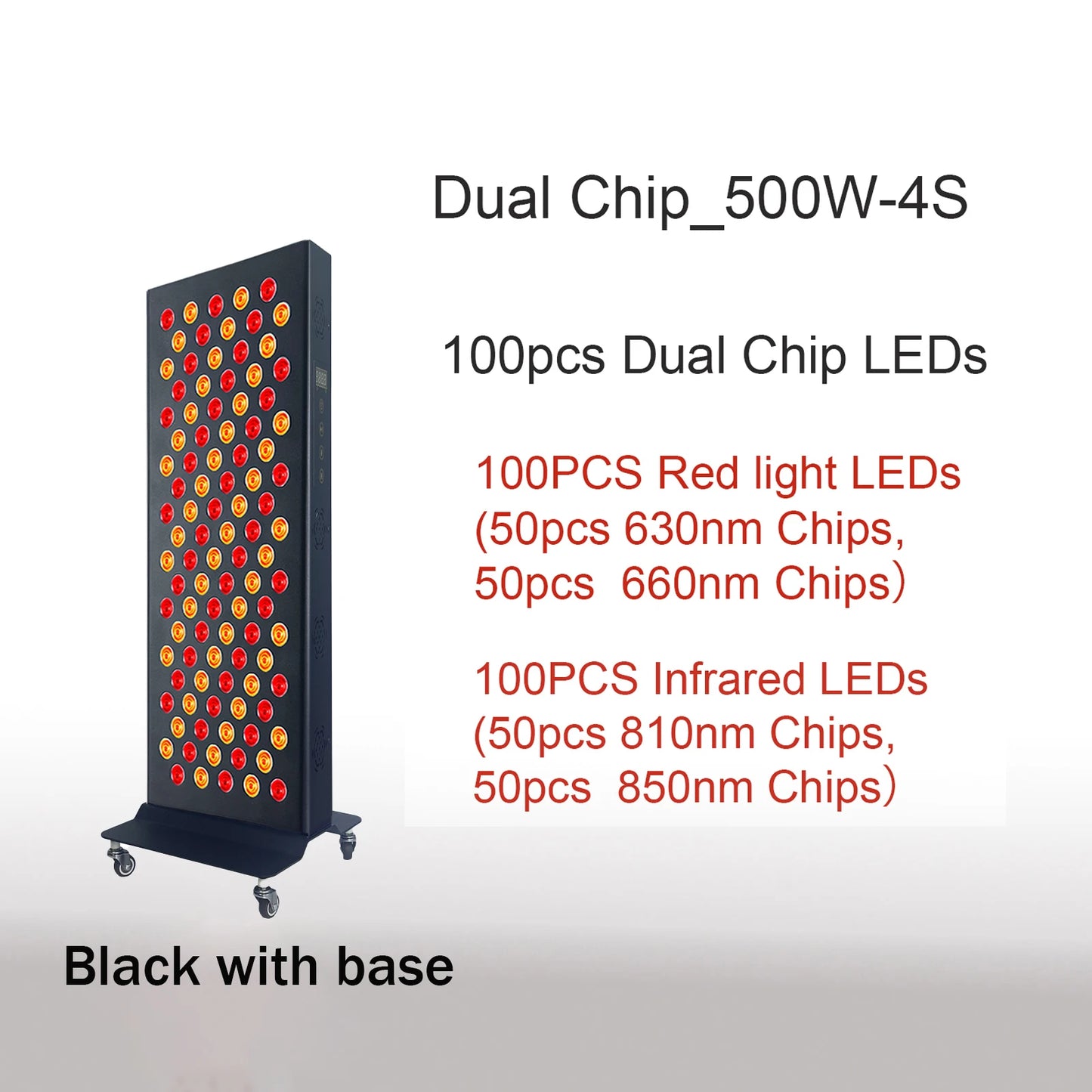 Panneau de thérapie rouge à double puce lampe 630 nm 660 nm près de la thérapie infrarouge Lumière 810 nm 850 nm Dispositifs de beauté LED pour le visage et le corps