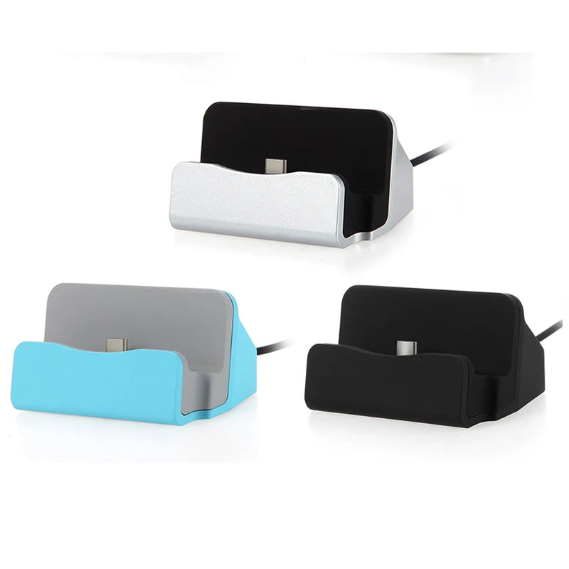 Téléphone Station de chargement Docktop Desktop Téléphone Base de chargement 2-en-1 Mini Stand pour les accessoires de téléphone mobile Micro USB Type-C