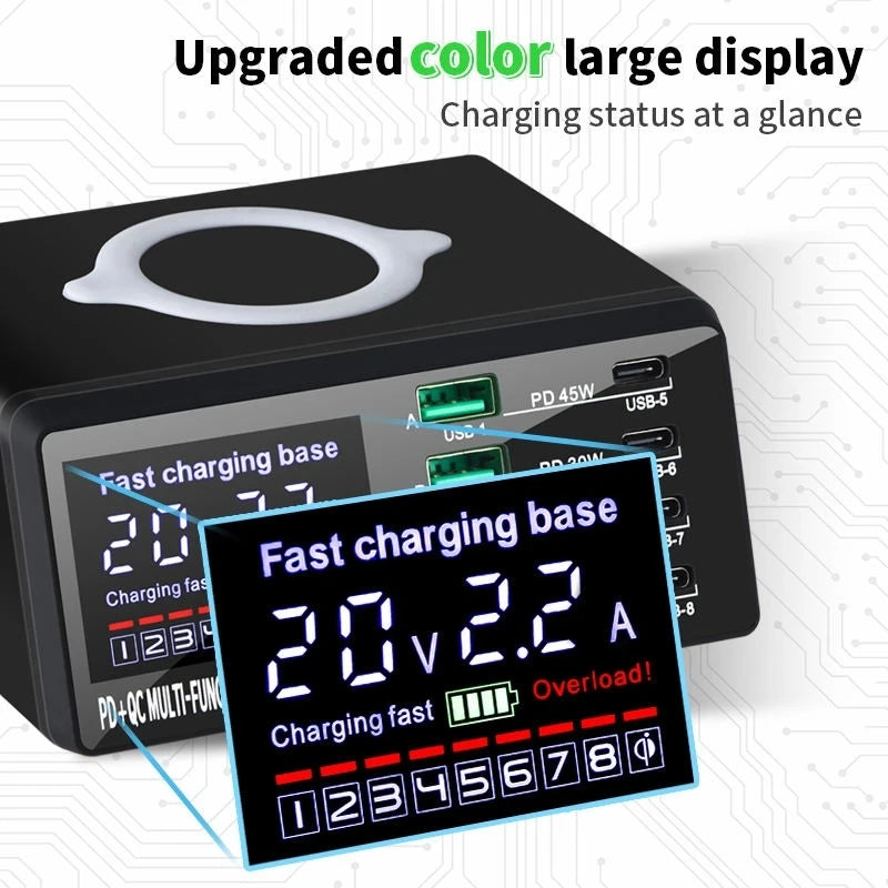 Chargeur sans fil 110W 8 ports USB Téléphone Chargers Station de charge rapide QC3.0 PD3.0 Charge rapide pour iPhone 14 13 Xiaomi Samsung