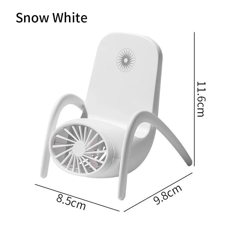 2022 New Mini USB Cartoon Charging Mini Desktop Fan Phone Holder Bracket With Breathing Light