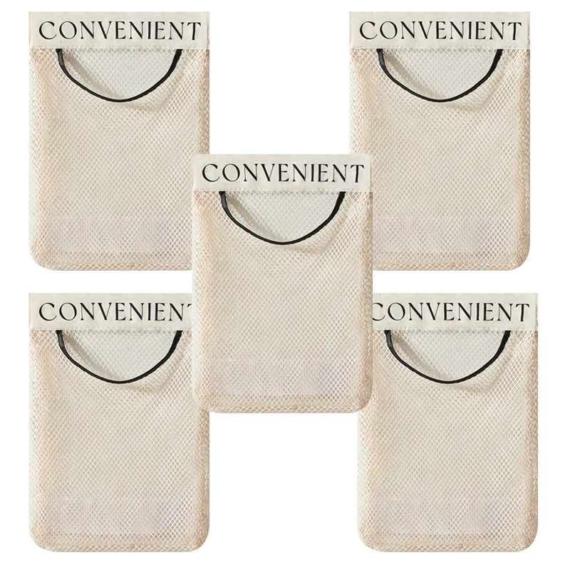 Plastic Bag Holder Elastic Mesh Garbage Bag Organizer Reusable Bag Dispenser Door Hanging Storage for Kitchen Organization