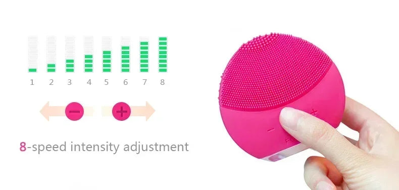 lUNA Mini2 Facial Silicone Facial Nettoying Brush, avant le logo réel, charge USB, étanche, niveau 8