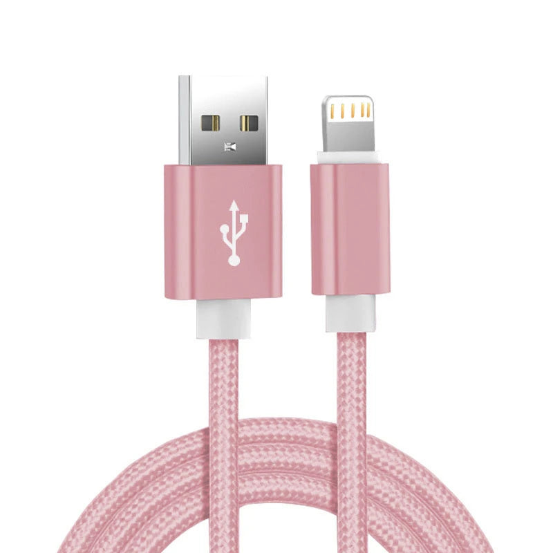 Câble de chargeur USB tressé en nylon en métal pour iPhone 14 8 7 6s Plus xr xs 11 12 13 Pro Max iPad 9 Cordon de données de charge rapide 1M 2M 3M