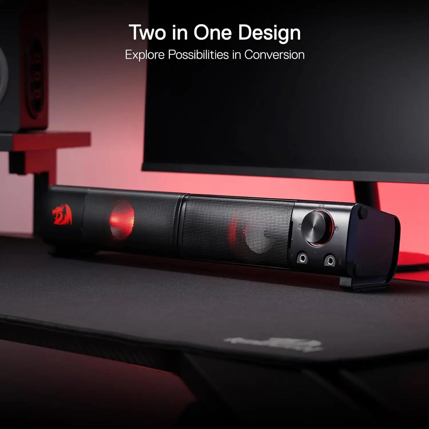 Redragon GS550 PC Gaming Enceintes de jeu 2.0 Channel Desktop Computer Bar de qualité Basse et rétro-éclairément rouge décent