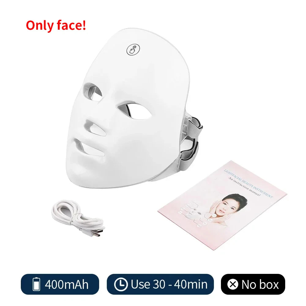 Sans fil 7 couleurs LED Face Beauty Machine Photon Nou du cou de couvrage du cou de couture serrer le rajeunissement