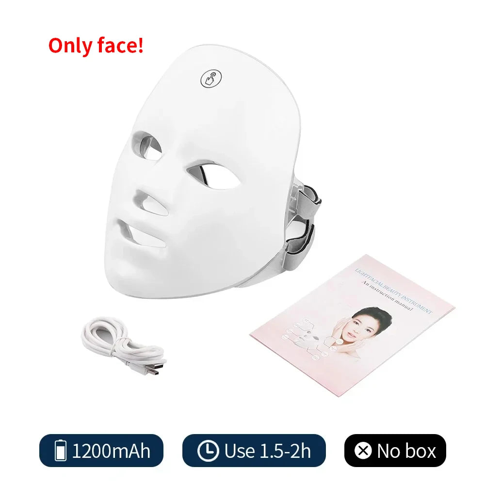 Sans fil 7 couleurs LED Face Beauty Machine Photon Nou du cou de couvrage du cou de couture serrer le rajeunissement