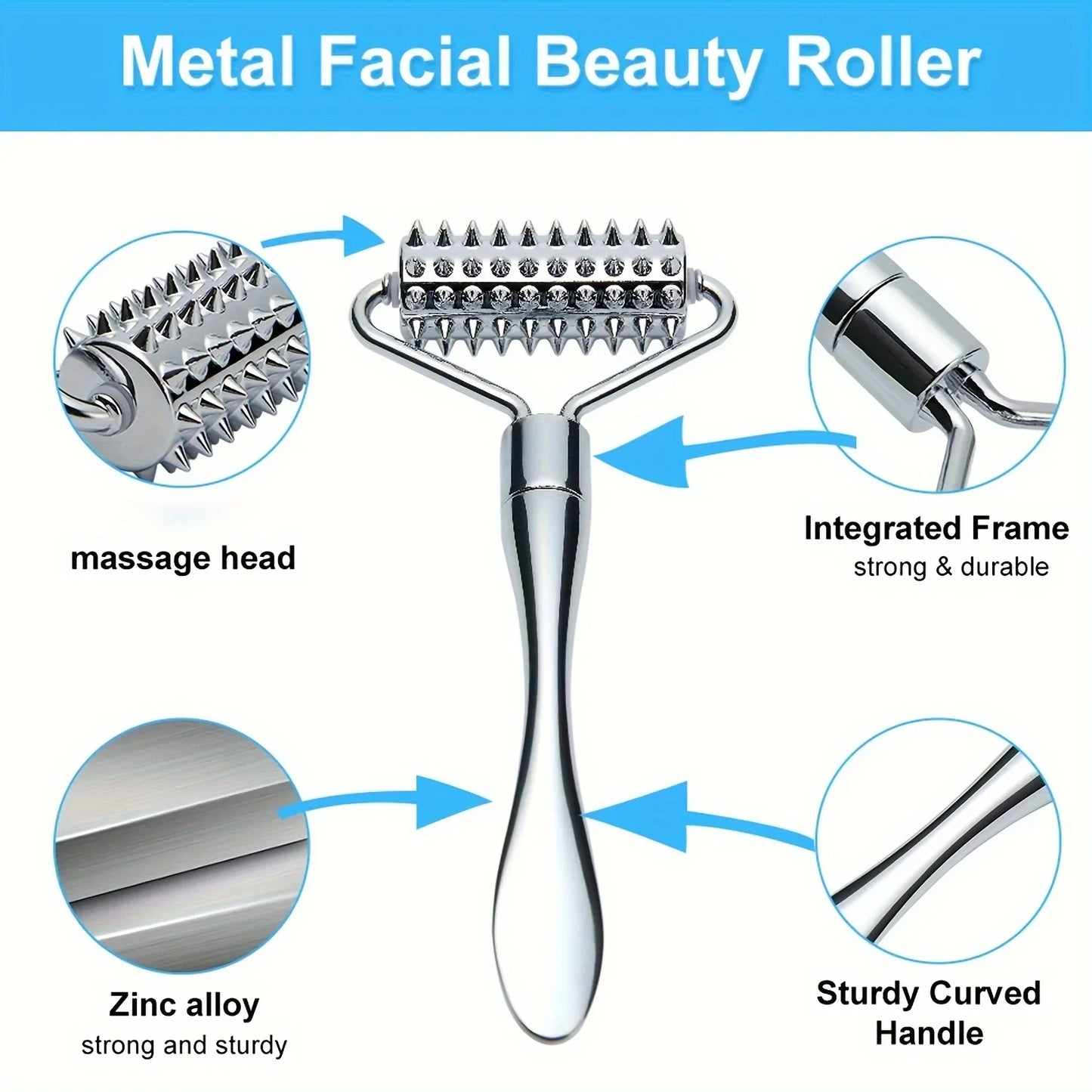 Masseur pour le visage Full Body Beauty Spa Skin Care Tools Acupressure Masser en acier inoxydable Massage du visage Rouleau Gua Sha Tool