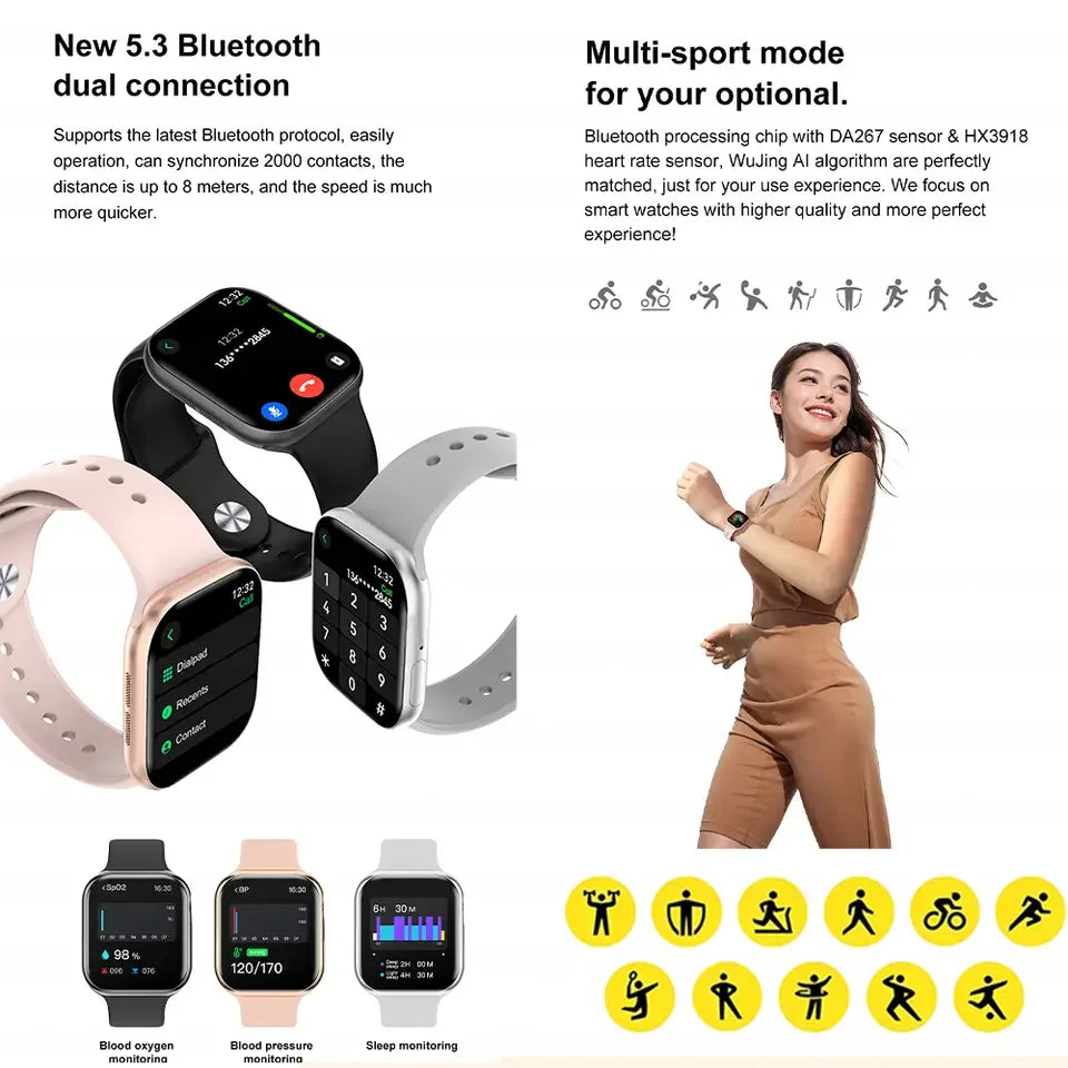 2025 Nouveau pour Apple GPS Watch 10 Smart Watch Men HD AMOLED MEMORY MUSIC 3D surround Bluetooth Call Staterproof Smartwatch femme