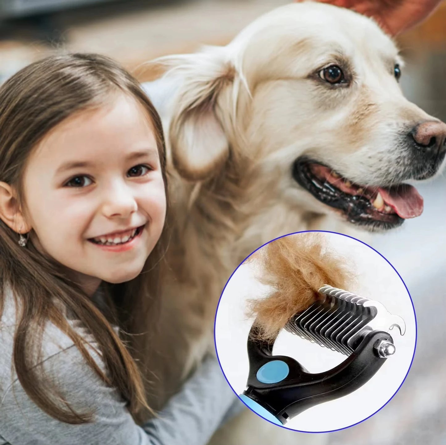 Brosse de toilettage pour animaux de compagnie, pinceau de deshedding professionnel à double face côté pour les chats et les chiens, pinceau pour animaux de compagnie pour enlever les enchevêtrements et les nœuds