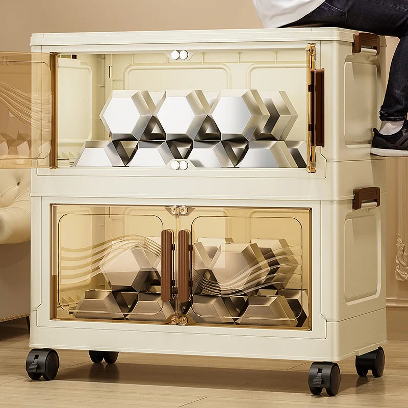 Boîte de rangement pliable avec porte claire - spacieuse, durable et facile à assembler - idéal pour organiser des vêtements, des livres, des jouets et