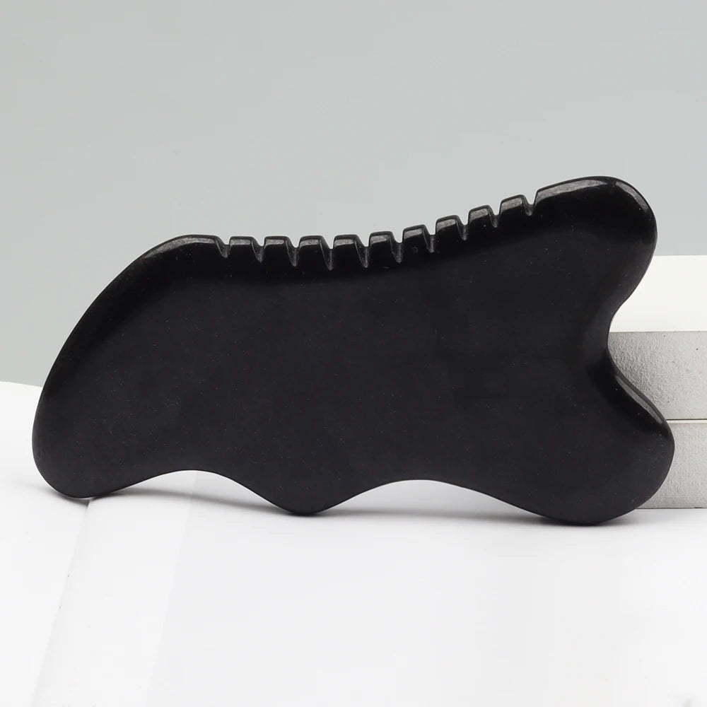 Nouveau style Bian Shi Sawtooth Gua Sha Tool Black Stone Beauty Produit Face Massage Skin Head Head Health Care Massageur