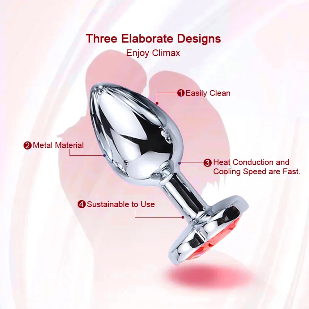 S/m/l plug anal métal toys sexe adulte pour femmes hommes cristales érotiques stimulateur de bouche de cul masseur de la prostate bien