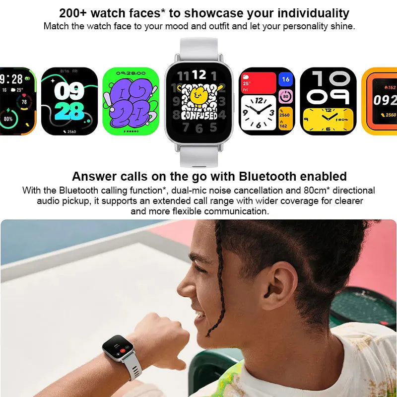 Montre connectée Xiaomi Redmi Watch 5 Active, Bluetooth 5.3, mesure de l'oxygène dans le sang, fréquence cardiaque, prise en charge des appels vocaux Bluetooth 2" Écran LCD