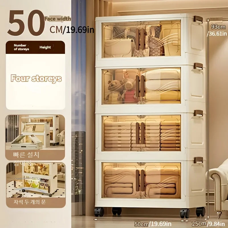 Boîte de rangement pliable avec porte claire - spacieuse, durable et facile à assembler - idéal pour organiser des vêtements, des livres, des jouets et