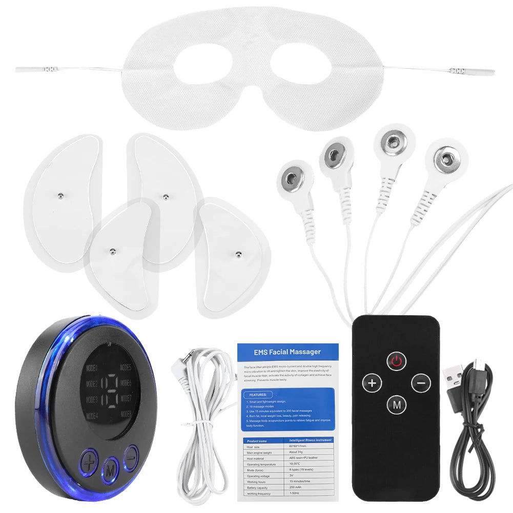 EMS Masseur facial Stimulateur musculaire actuel Stimulateur anti-rides et s'arracher le visage USB charge 8 modes 19 niveaux pour les femmes