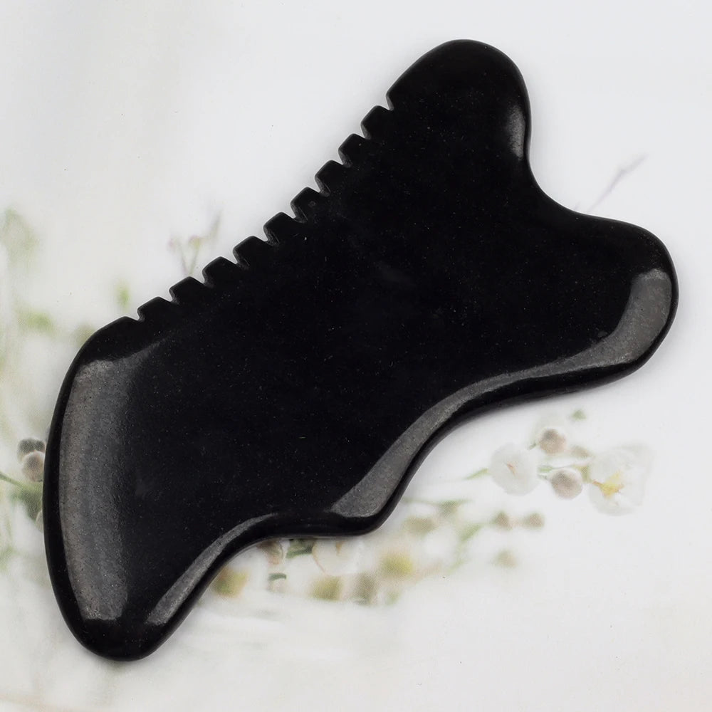 Nouveau style Bian Shi Sawtooth Gua Sha Tool Black Stone Beauty Produit Face Massage Skin Head Head Health Care Massageur