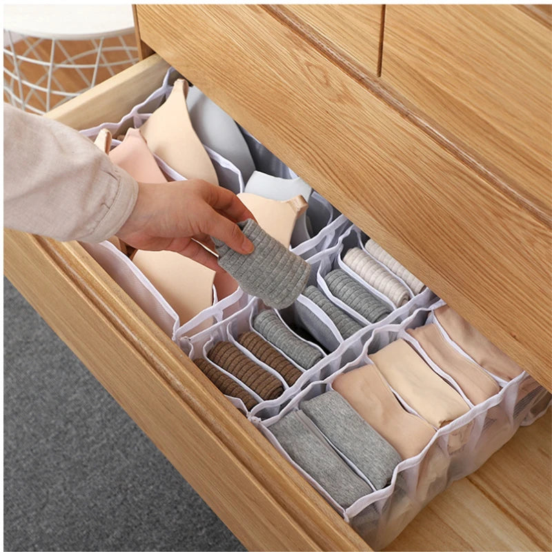 6/7/11 Boîtes de rangement des sous-vêtements, armoire à chaussettes de sous-vêtements à domicile, partition de maillage et boîte de tri de tissu de style tissu de style tissu et boîte
