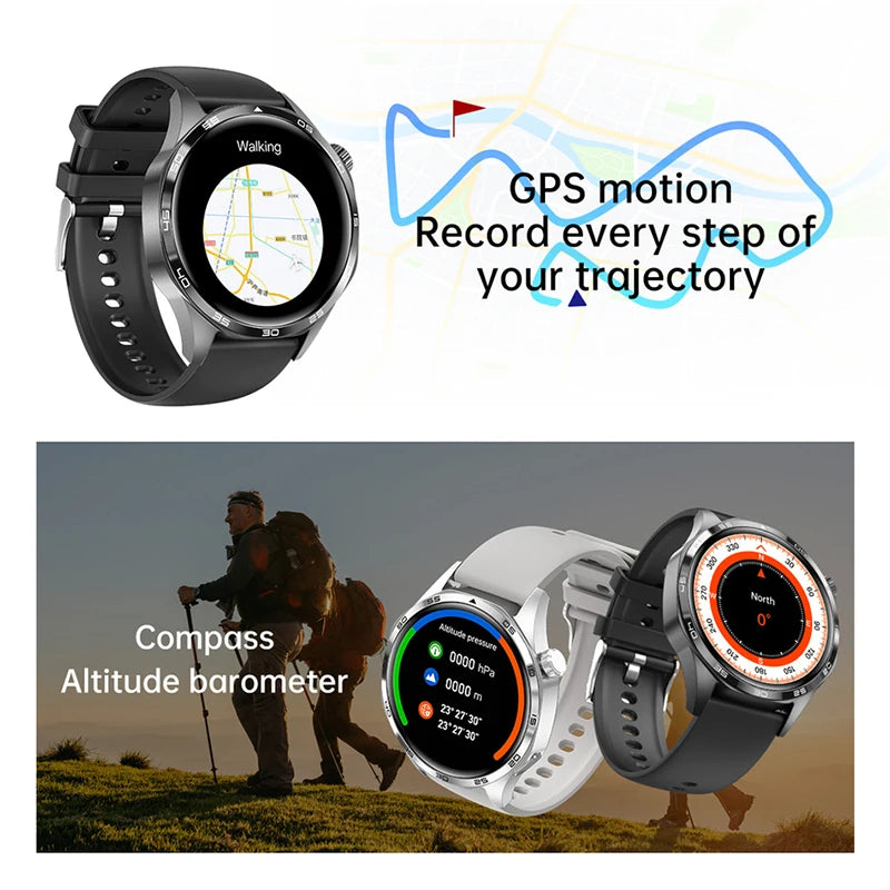 Pour Huawei GT5 Pro GPS NFC Smart Watch Men 360 * 360 AMOLED SCREAT CARD Rate Bluetooth Call IP67 imperméable Homme Smartwatch 2025