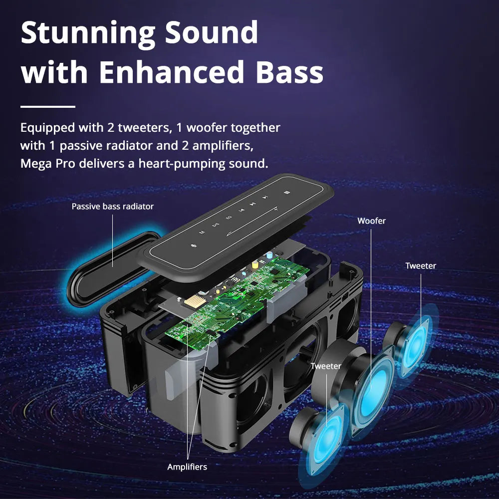 TRONSMART MEGA PRO BLUETOOTH EN SPEAGE PORTABLE 60W avec basse améliorée, NFC, IPX5 imperméable, assistant vocal