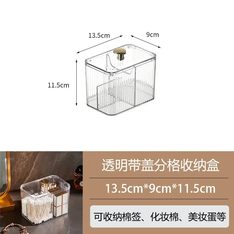 Acrylic Swabs Cosmetic Organizer Storage Box Desktop Dust-Proof Makeup Removal Cotton Lipstick Cosmetics Organization Holder