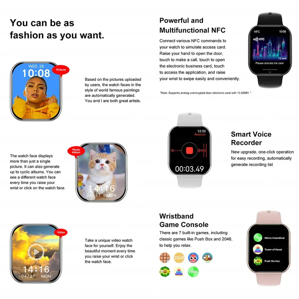 2025 Nouveau pour Apple GPS Watch 10 Smart Watch Men HD AMOLED MEMORY MUSIC 3D surround Bluetooth Call Staterproof Smartwatch femme