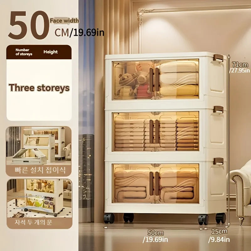 Boîte de rangement pliable avec porte claire - spacieuse, durable et facile à assembler - idéal pour organiser des vêtements, des livres, des jouets et