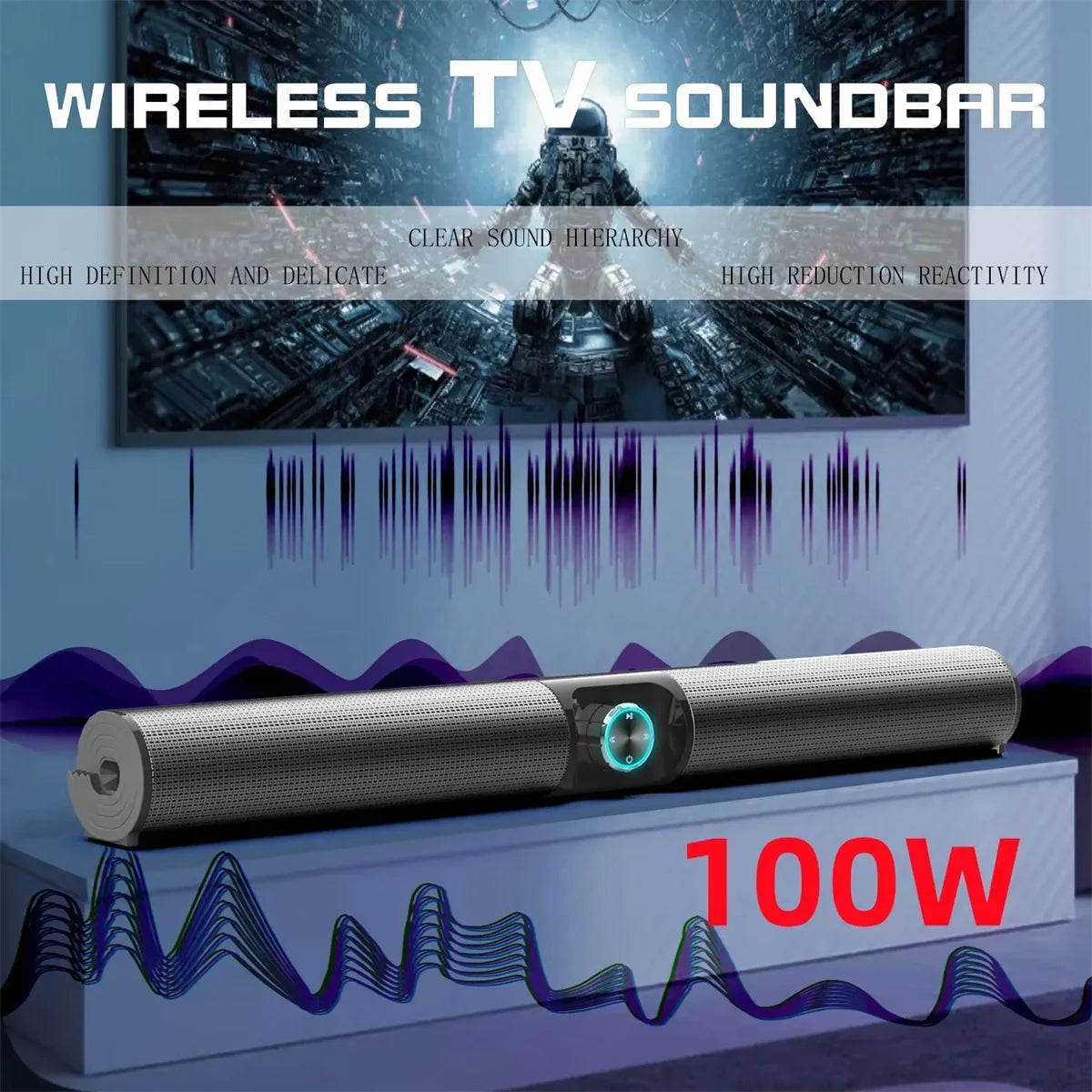BS-55 100W Bluetooth 5.3 Bouton de volume Sound Wireless Computer Endeurs Choquant Bass surround Sound RVB Light Support USB/AUX