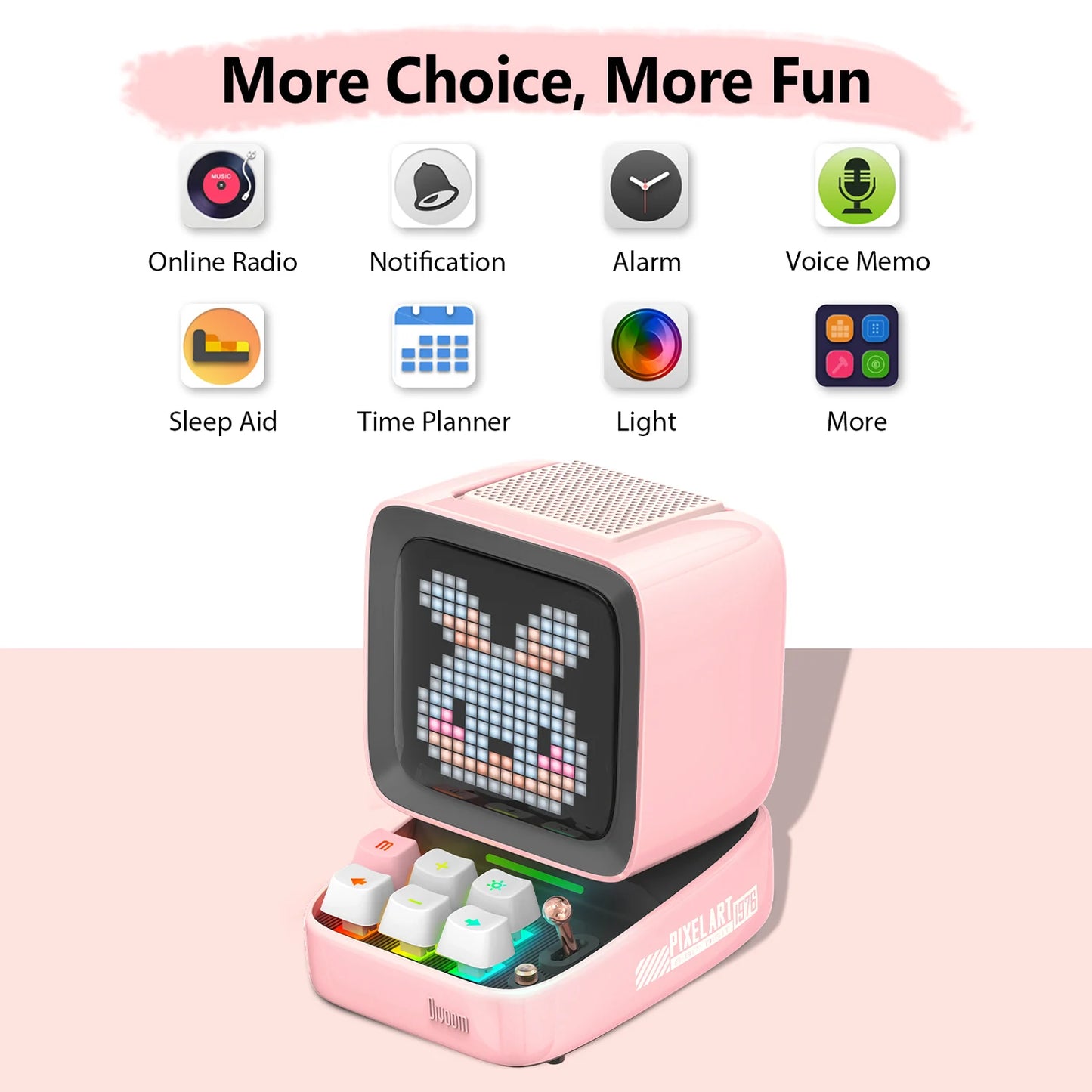 DIVOOM DITOO-PRO RETRO PIXEL ART BLUETOOTH PORTABLE ALARME ALARME CHARGE DIY LED Display, mignon décoration de lumière à la maison cadeau mignon